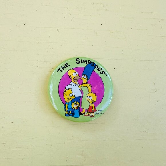 Vintage Simpson's Buttons, Bart Simpson, Homer Simpson, Novelty pin, NOS 1990s - Picture 2 of 5